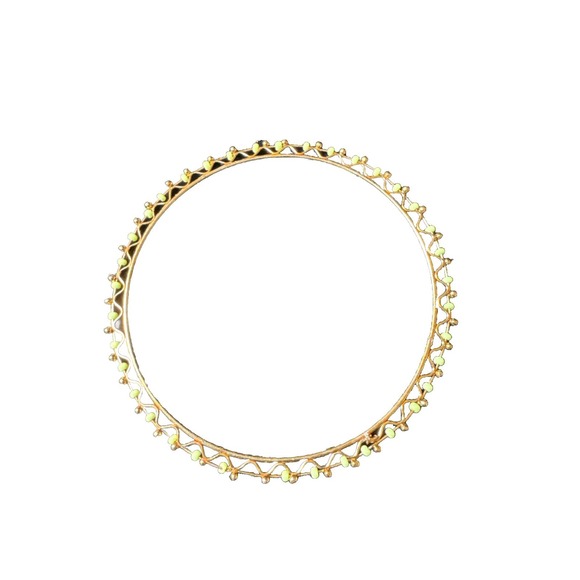 The Unbranded Brand Jewelry - Gold‎ Color Wire Bangle Bracelet Seafoam Green Beads